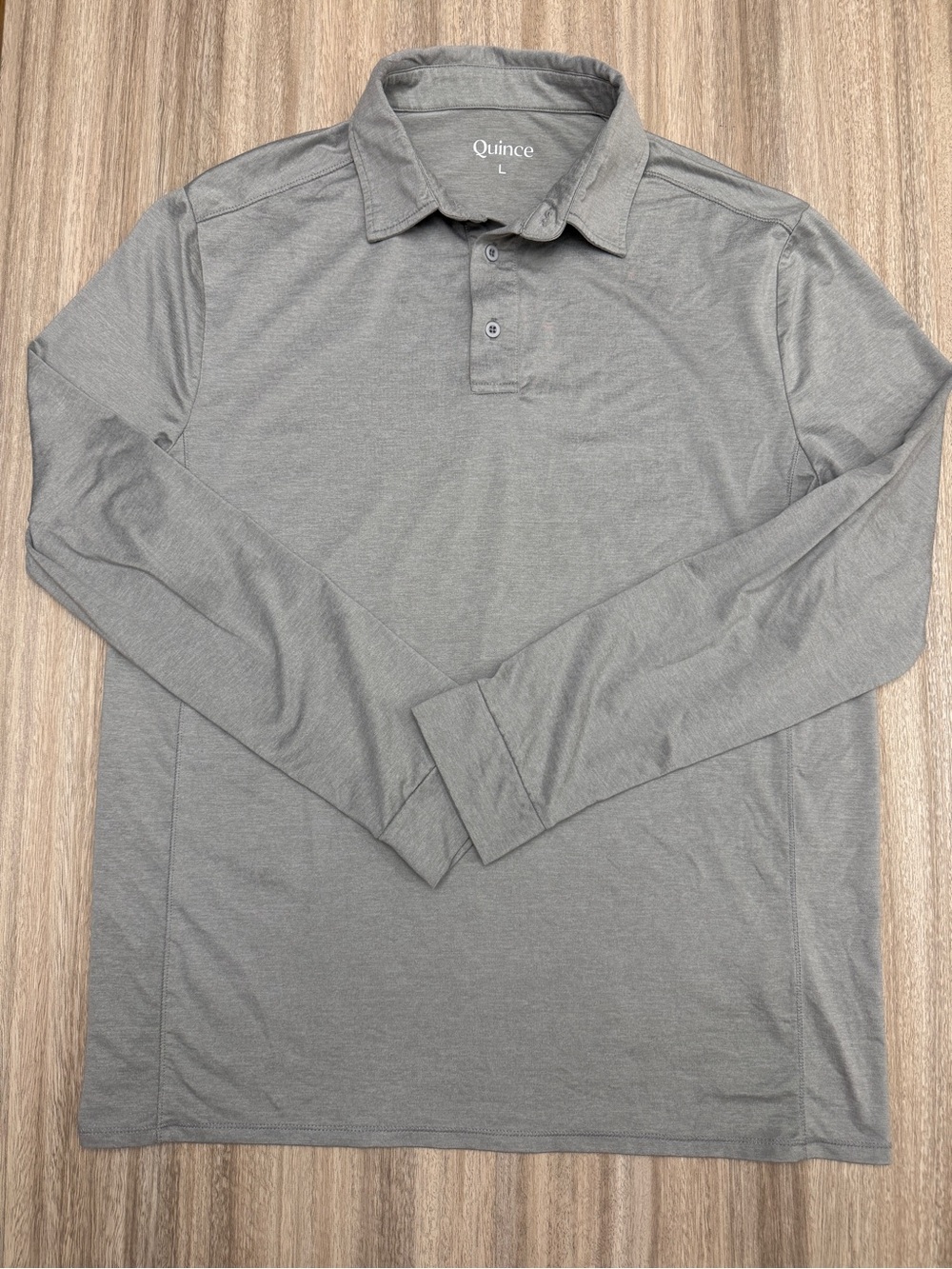 Quince Flowknit Breeze Performance Long Sleeve Polo Heather Gray Size Large Mens